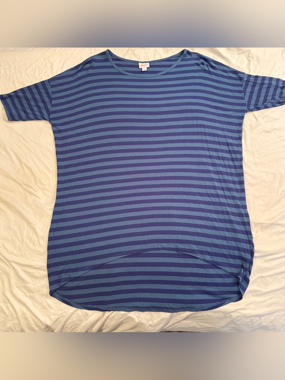 LuLaRoe Blue Striped Short Sleeve Tee